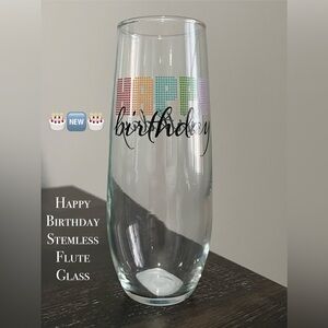 “Happy Birthday” Cristar Clear Flute Champagne/Wine Glass 9.6oz 🎂🆕🎂